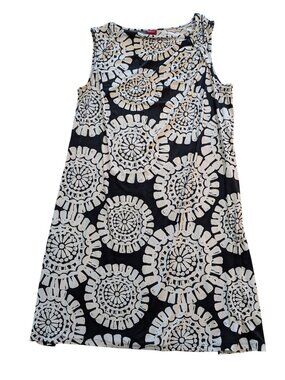 Sleeveless Merona Dress XXL Black & White Abstract Circular Pattern Polyester
